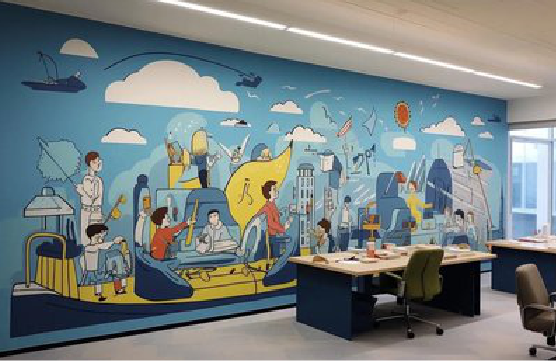 眉县办公室墙绘的特点。